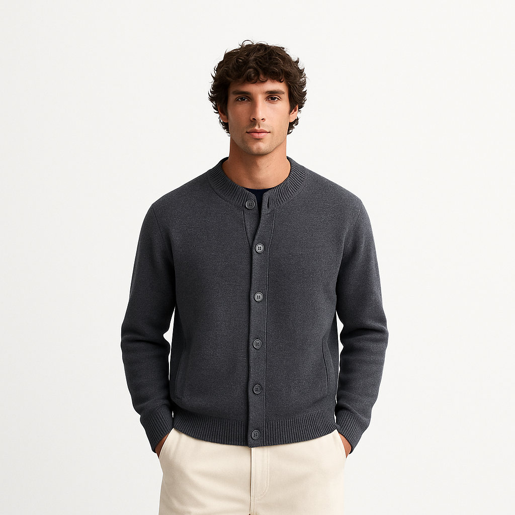 Mireve | Cardigan décontracté à col montant en pure laine