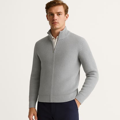 Mireve | Gris Cardigan zippé en cachemire pour homme