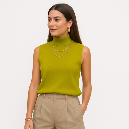 Mireve | Pull col montant en tricot sans manches pour femme