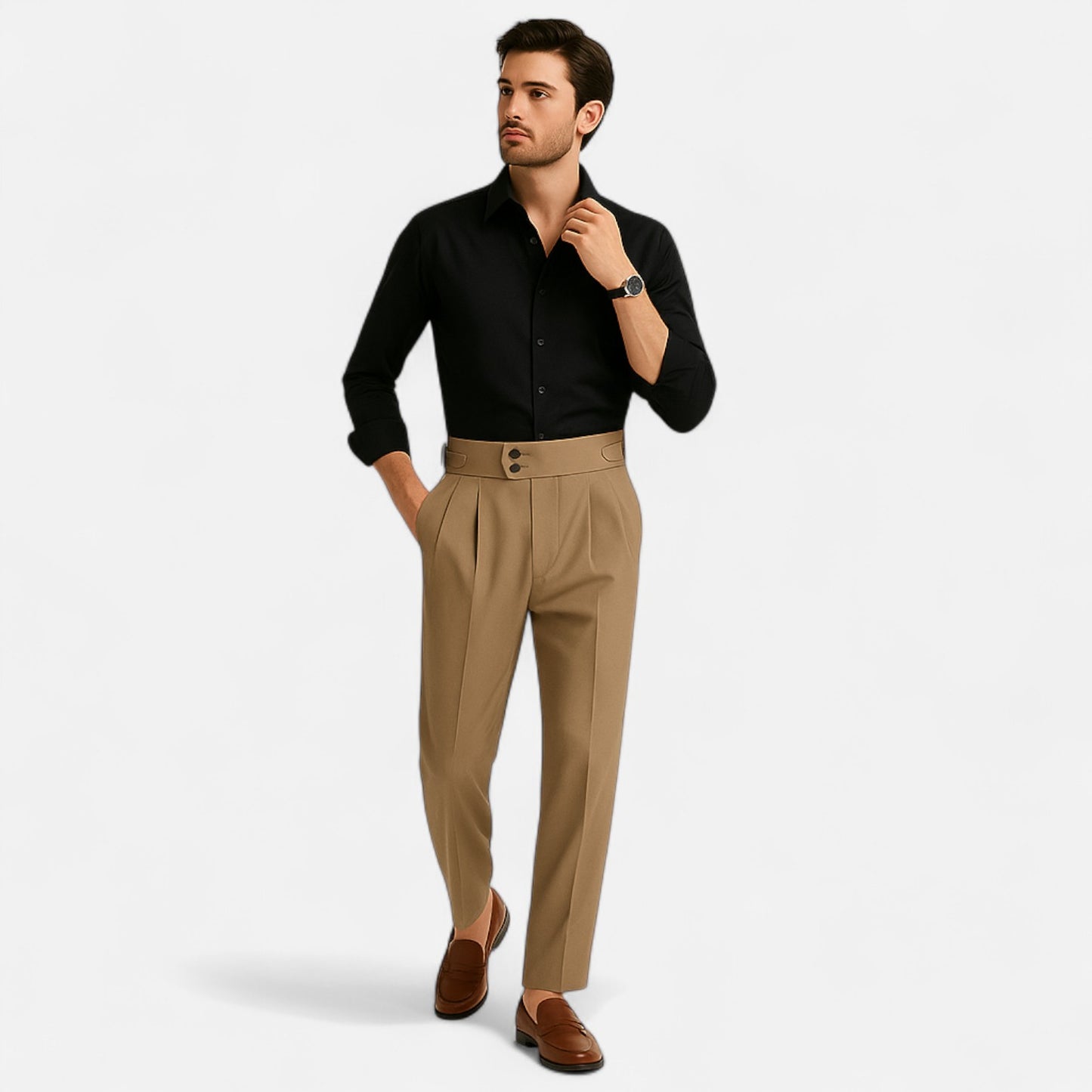 Mireve | Pantalon Taille Haute Ceinturé pour Homme