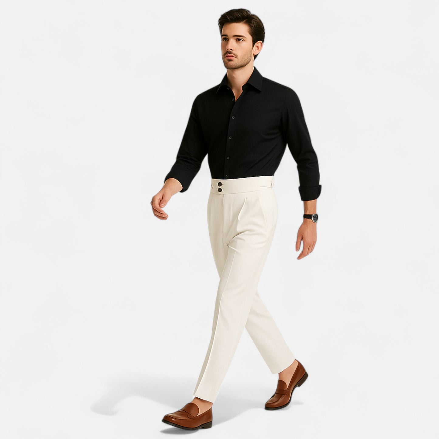Mireve | Pantalon Taille Haute Ceinturé pour Homme