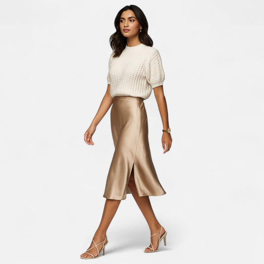 Mireve | Jupe Midi en Satin à Taille Haute
