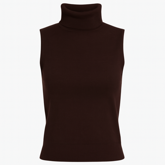 Mireve | Pull col montant en tricot sans manches pour femme