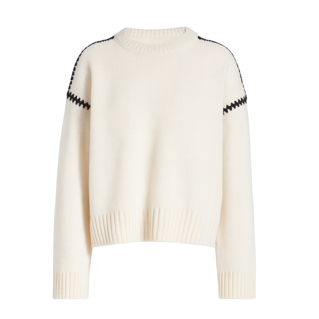 Mireve | Pull col rond bicolore en cachemire tricoté pour femme