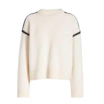Mireve | Pull col rond bicolore en cachemire tricoté pour femme