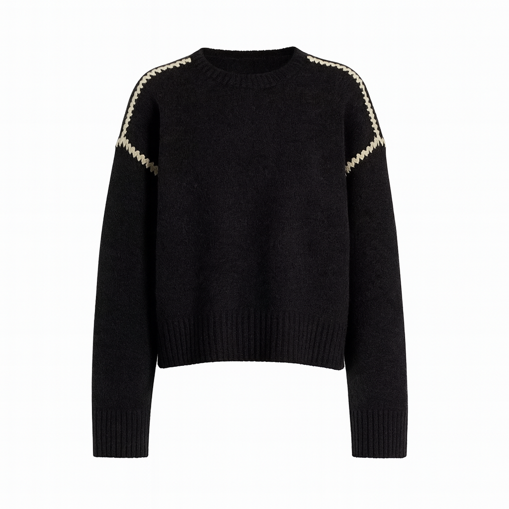 Mireve | Pull col rond bicolore en cachemire tricoté pour femme