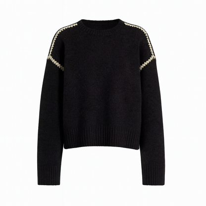 Mireve | Pull col rond bicolore en cachemire tricoté pour femme