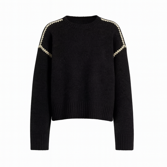 Mireve | Pull col rond bicolore en cachemire tricoté pour femme