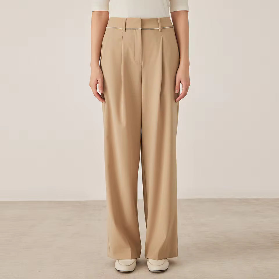 Mireve | Pantalon large taille haute en laine mélangée pour femme