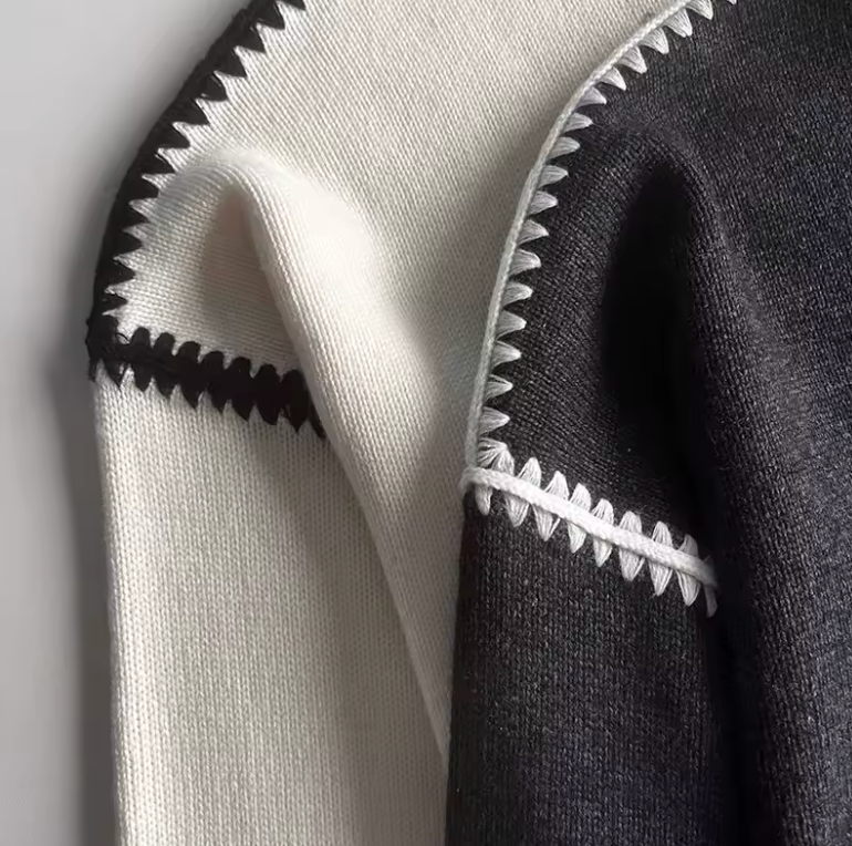 Mireve | Pull col rond bicolore en cachemire tricoté pour femme