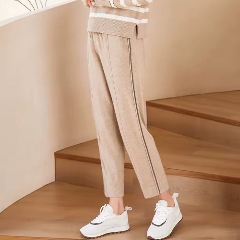 Mireve | Chameau Pantalon décontracté taille haute en cachemire pour femme